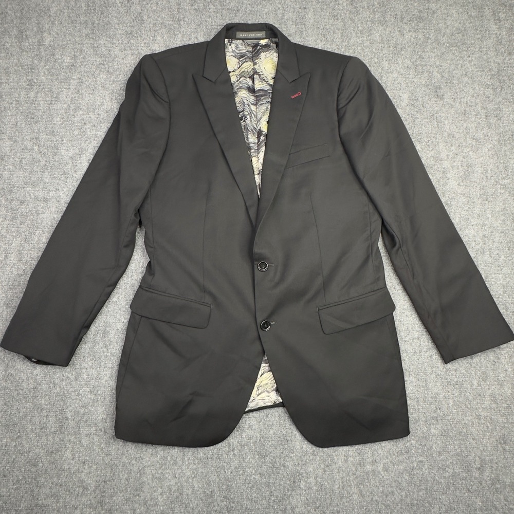 Indochino Blazer Mens 42 Black Wool Starry Night Custom 2 Button Preppy Business